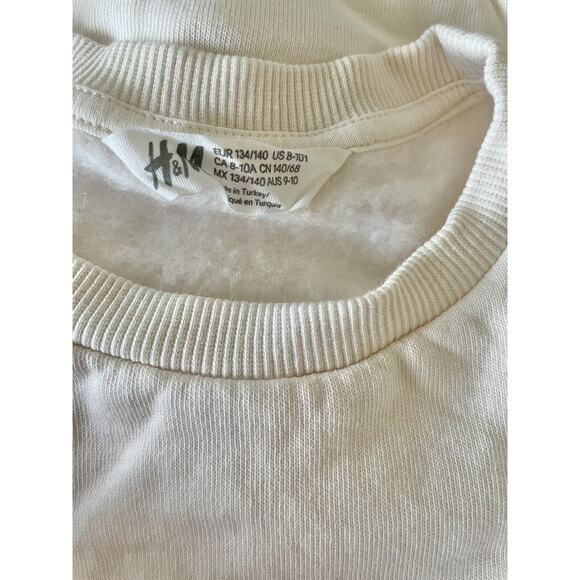 H&M Ivory Flip Sequin Reindeer Tassel Pullover Fleece Sweatshirt Size 8-10Y - Picture 6 of 6